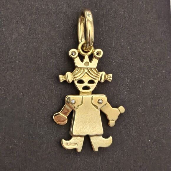 RARE Pomellato Jewelry Queen Diamond 18k Yellow Gold Charm Pendant Movable Arms - Picture 3 of 11